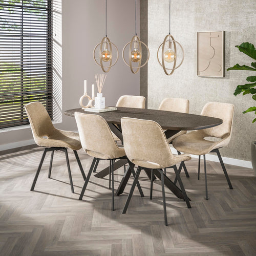 Giga Living Eettafel Bronvik - Deens Ovaal Brons Metaal - 180cm