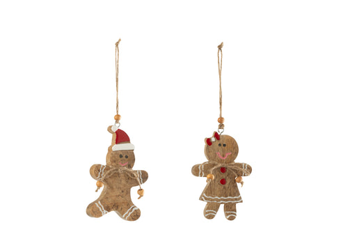 J-Line hanger Gingerbread - hout - mix - 2 stuks