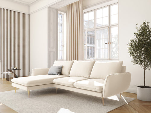 Cosmopolitan Design linker hoekbank Vienna 5-zits, flueel, lichtbeige - 170x255x95cm