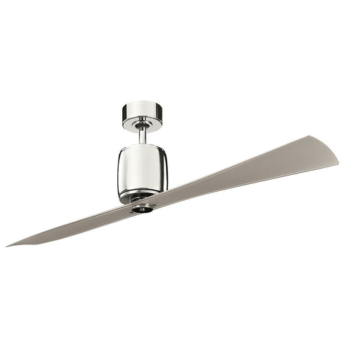 152 cm Deckenventilator mit 2 Flügeln, poliertes Nickel, Fernbedienung