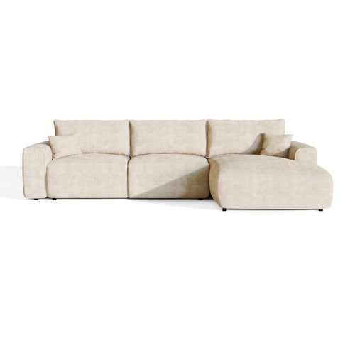 Premium Interiors - Rechthoekige hoekbank met snelle slaapfunctie COMO - corduroy beige 300cm
