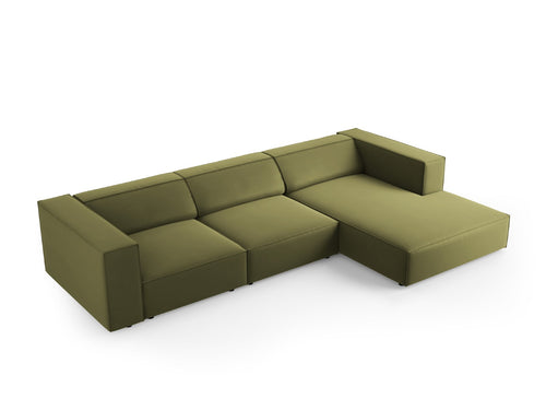 Cosmopolitan Design rechter hoekbank Arendal 4-zits, flueel, lichtgroen - 166x284x70cm
