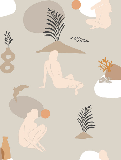 Walls4You behang menselijke silhouetten beige - 53 cm x 10 m - 640352