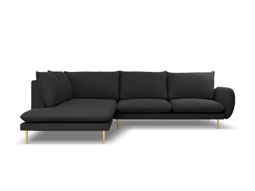 Cosmopolitan Design linker hoekbank Vienna 6-zits, boucle, zwart - 185x275x95cm