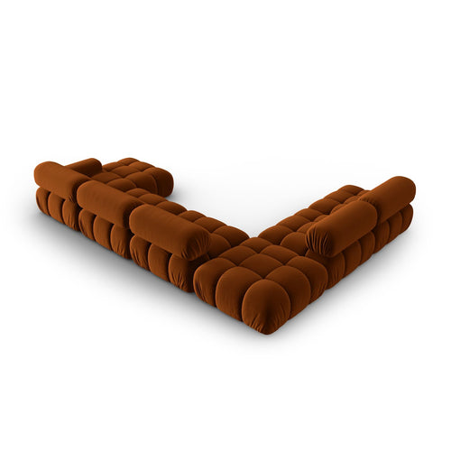 Cosmopolitan Design - Modulaire panoramische hoekbank links Cortina 7-zits, flueel terracotta - 282x376x70cm