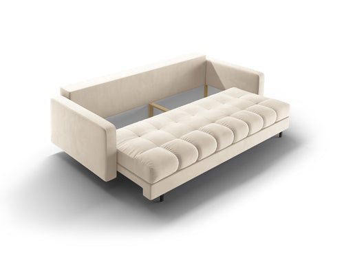 Cosmopolitan Design Slaapbank met opbergdoos Bali 3-zits, flueel lichtbeige - 84x222x105cm