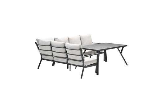 Sergio lounge-diningset - 3-delig - links - carbon black - desert sand - vtwonen shop