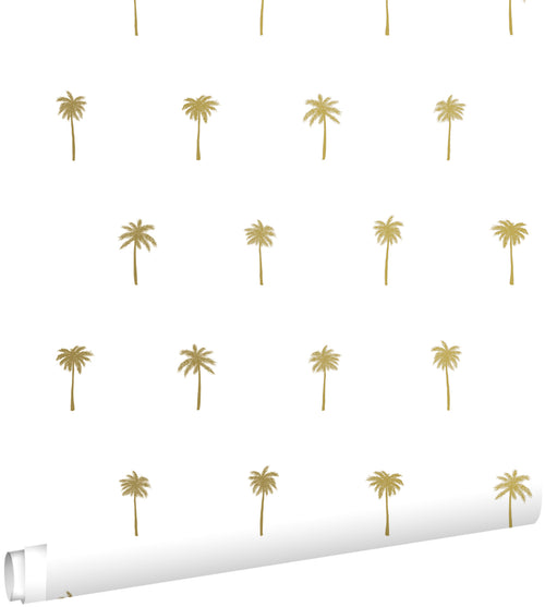 ESTAhome behang palmbomen wit en goud - 53 cm x 10.05 m - 139158