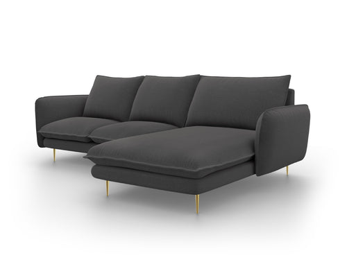 Cosmopolitan Design rechter hoekbank Vienna 5-zits, structurele stof, donkergrijs - 170x255x95cm