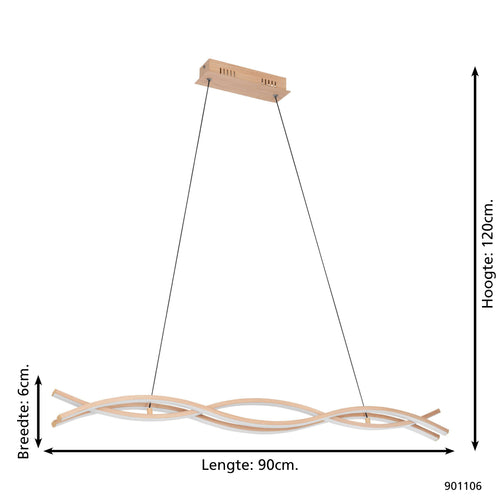 EGLO hanglamp Lasana 4 - led - 90 cm - lichtbruin/wit - vtwonen shop