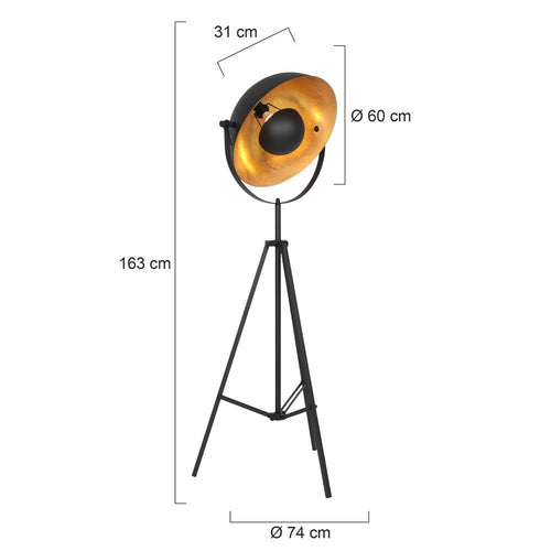 Steinhauer vloerlamp Sunflower - 1 lichts - 74  x 163   cm - zwart - vtwonen shop