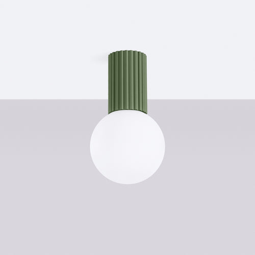 Sollux Lighting Plafondlamp HALO olijfgroen IP44 - 12x12x21cm