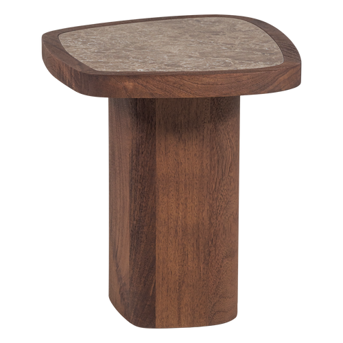 WOOOD bijzettafel Granu - Marmer/Mangohout - Bruin - 50x53x45