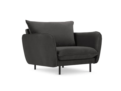 Cosmopolitan Design Fauteuil Vienna flueel, donkergrijs - 94x97x95cm