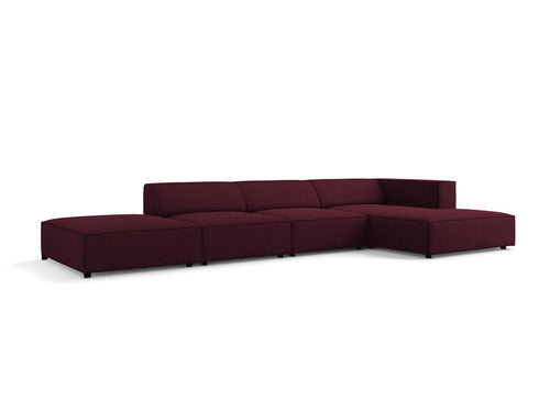 Cosmopolitan Design rechter hoekbank Arendal 5-zits, chenille met ribbeleffect, robijn - 166x341x70cm