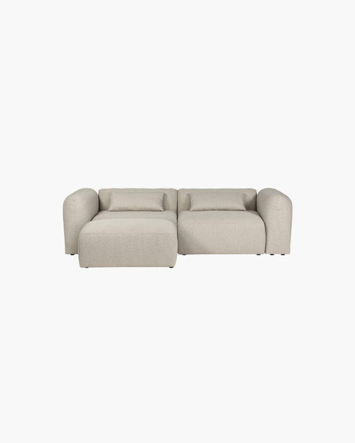 noo.ma Yaro 3-zits hoekbank - Desert Beige Bouclé, zachte zit, 263x169,5x69 cm