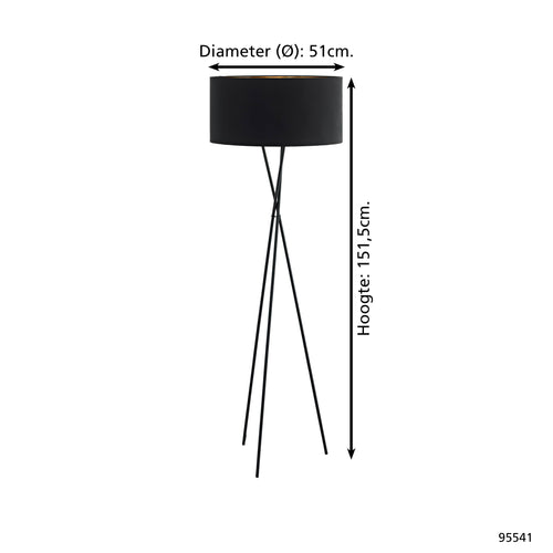 EGLO vloerlamp Fondachelli - e27 - 151,5 cm - zwart/koper - vtwonen shop