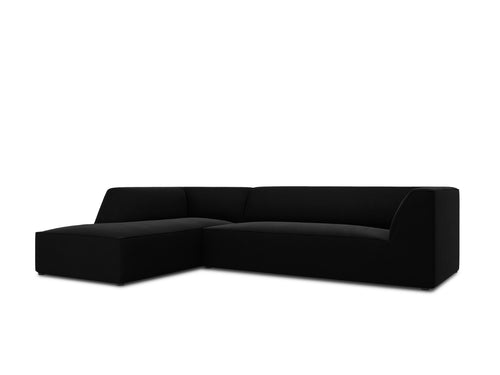 Micadoni linker hoekbank Ruby 4-zits, flueel, zwart - 180x273x69cm
