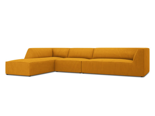 Micadoni linker hoekbank Ruby 5-zits, ribfluwelen, geel - 180x366x69cm