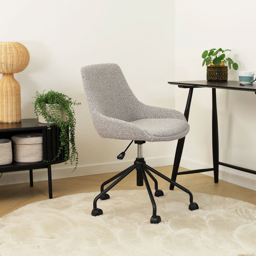 Nolon Nout-Isa Bureaustoelen Set van 2 - Bouclé Taupe - Zwart - vtwonen shop