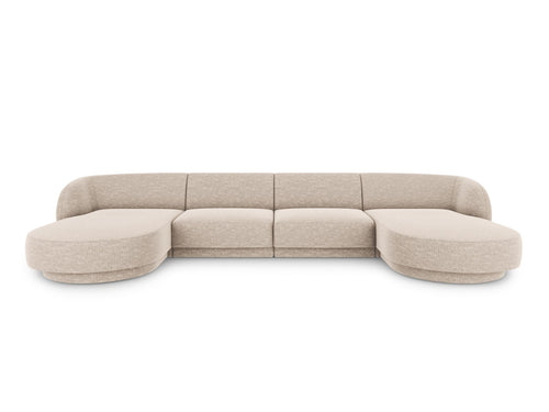 Micadoni Panoramische bank Miley 5-zits, structurele stof beige - 156x330x70cm