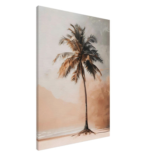 Artfulprints Canvas Palm tree on the beach canvas - 50x70 cm - beige
