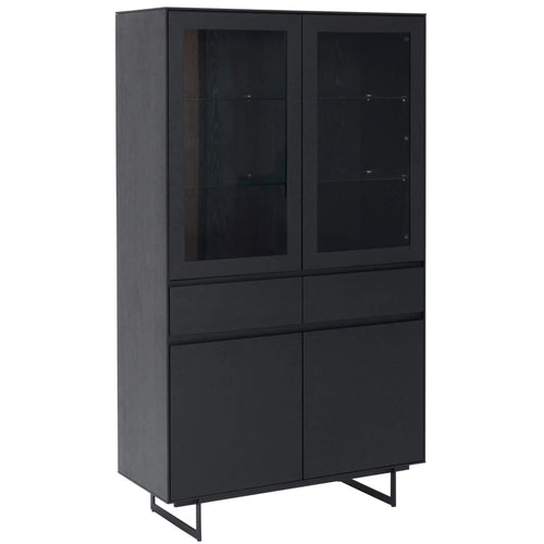 Furnhouse vitrinekast Tokyo - Zwart - MDF, zwart eikenfineer - 45x110x190