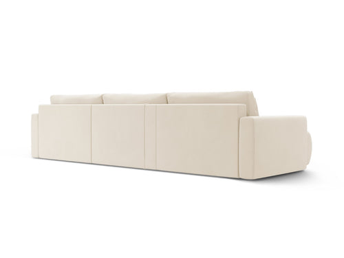 Cosmopolitan Design Converteerbare panoramische bank met opbergdoos Belfast 4-zits, flueel ivoor - 149x340x84cm