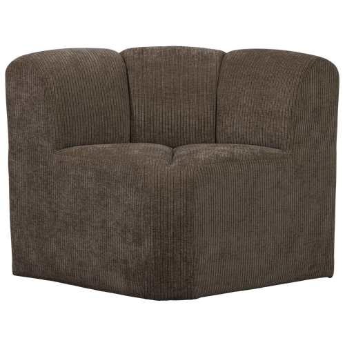 WOOOD eetbankje hoek met rugleuning Mojo - Ribstof - Bruin - 88x86x86