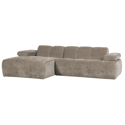 WOOOD chaise longue links Mojo - Geweven Ribstof - Donker Zand