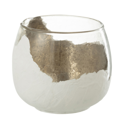 J-Line kaarshouder Wavy - glas  - transparant/wit - small