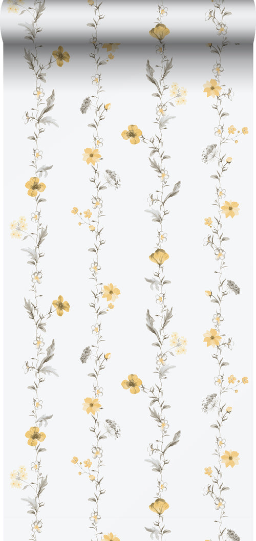 Sanders & Sanders behang bloemen geel en wit - 53 cm x 10 m - 640172 - vtwonen shop