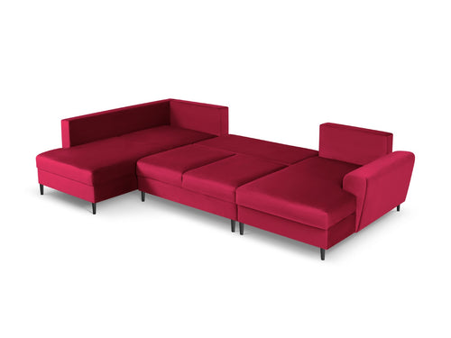 Cosmopolitan Design Links panoramische slaapbank met opbergdoos Kyoto 7-zits, flueel, rood - 194x313x88cm
