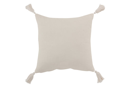 J-Line kussen Bloem + Kwasten - katoen - wit