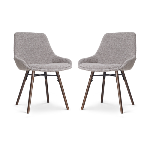 Nolon Nena-Isa Eetkamerstoelen Set van 2 - Bouclé Taupe - Walnoot - vtwonen shop