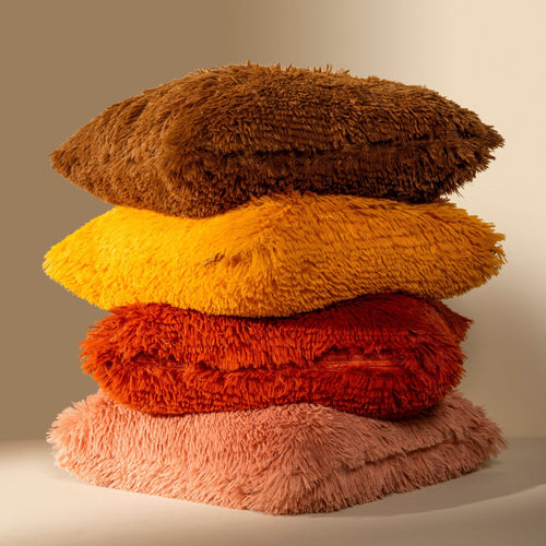 FLUFFY - Kussenhoes 45x45 cm - superzacht - effen kleur - Golden Glow - geel
