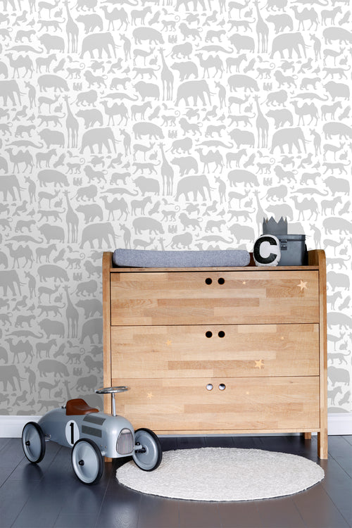 ESTAhome behang dieren grijs - 53 cm x 10.05 m - 139054
