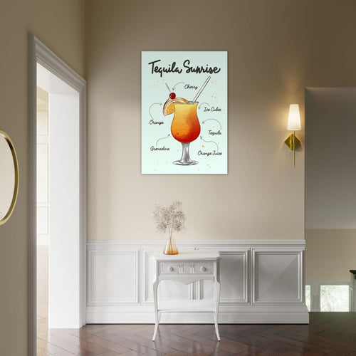 Artfulprints  Tequila Sunrise cocktail – Illustratie   poster 70x100 cm - vtwonen shop