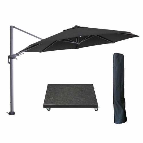 Garden Impressions zweefparasol Hawaii zwart 350x350 cm + 90 kg voet en hoes - vtwonen shop