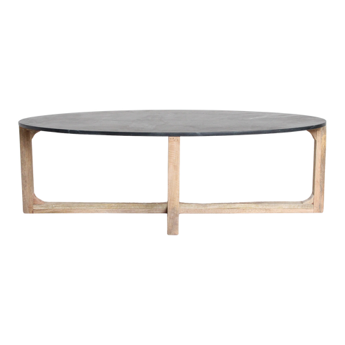 Ovale marmeren salontafel - Zwart - 120x60x38 cm