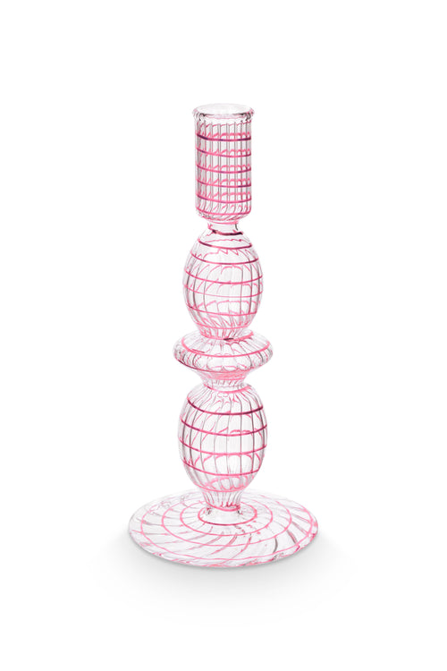 Pip Studio - Kandelaar - Roze - Glas Swirl - 20cm - vtwonen shop