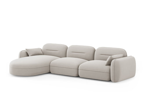 Cosmopolitan Design Modulaire hoekbank links Sydney 4-zits, flueel, lichtbeige - 165x320x70cm
