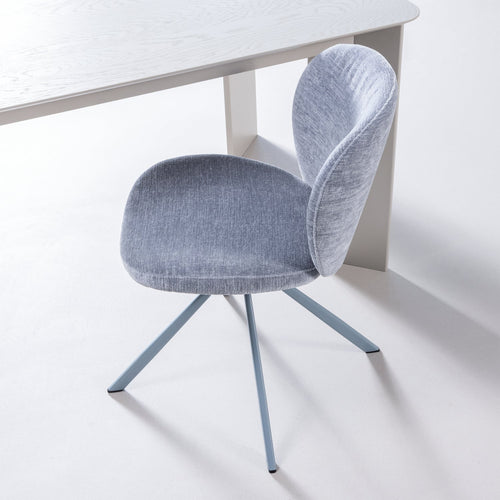 WOOOD eetkamerstoelen Femke - Chenille - Blauw - Set van 2