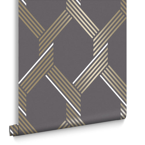Graham & Brown Vliesbehang - Vector Graphite Gold - 10mx52cm - vtwonen shop