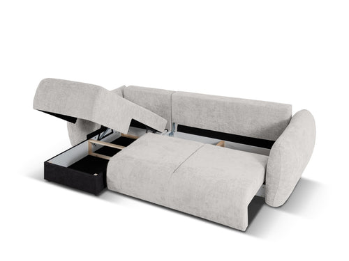 Cosmopolitan Design Uitklapbare hoekbank links met opbergdoos Matera 4-zits, chenille, lichtgrijs - 173x253x86cm