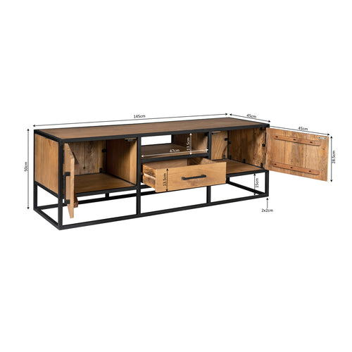 StarFurn Tv-Meubel Denver - Naturel Hout/Metaal - 145x45x50cm - vtwonen shop