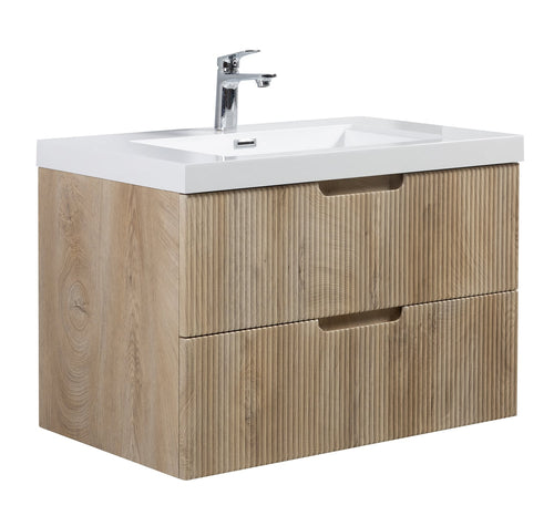 Badplaats Badkamermeubel Set Thermis 80 cm – Licht Eiken – Badmeubel met Wastafel