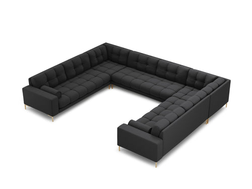 Cosmopolitan Design Panoramische bank Bali 9-zits, structurele stof, donkergrijs - 256x327x75cm