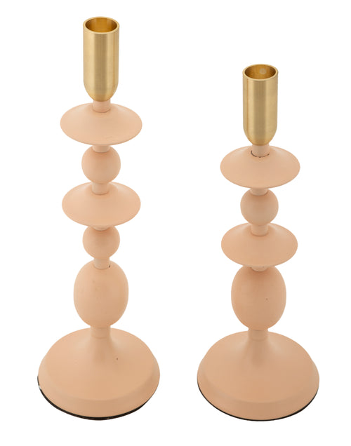 Mauro Ferretti kaarsenhouder - set van 2 - roze/goud