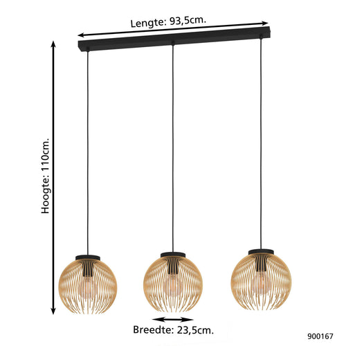 EGLO hanglamp Venezuela - e27 - 93,5 cm - goud/zwart